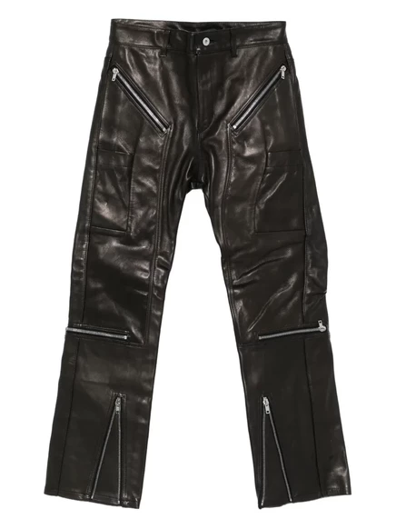 Кожаные брюки Rick Owens с застежкой-молнией black
