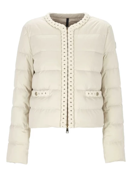 Женская стеганая куртка Moncler с тесьмой, бежевая