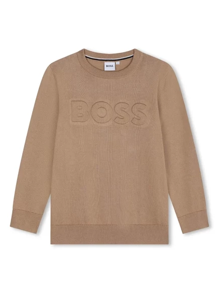 Джемпер для мальчиков Boss Kidswear с тиснением, бежевый