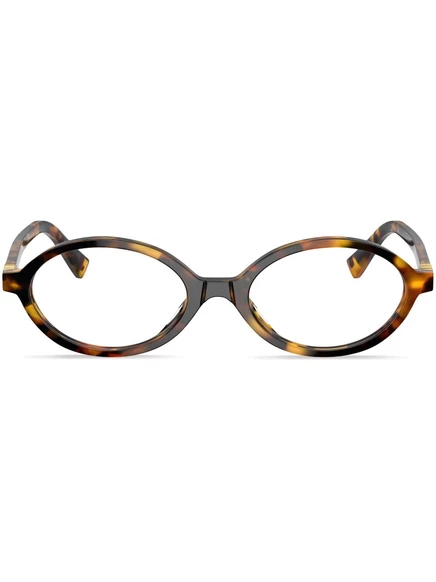 Овальные очки Miu Miu Eyewear с эффектом черепахового панциря green