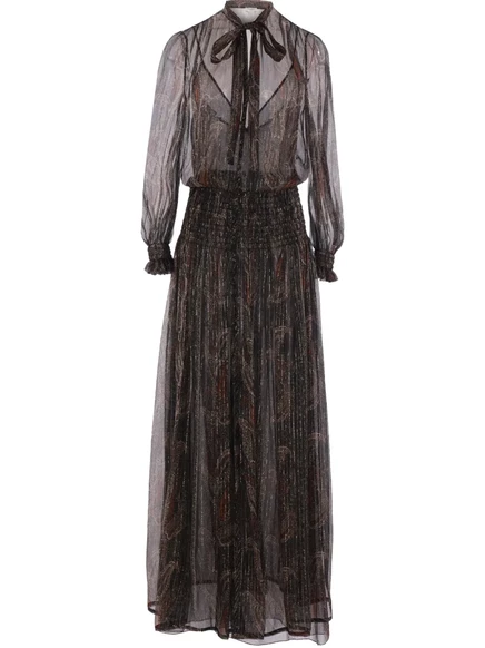 Платье с абстрактным принтом от Saint Laurent brown