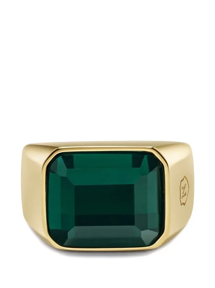 Мужской перстень Nialaya Jewelry с зеленым цирконом, золотистый