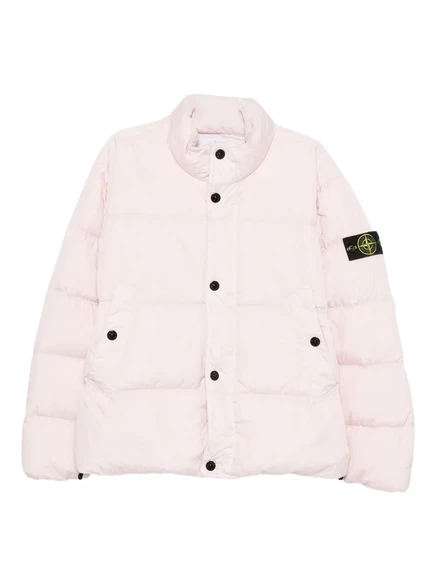 Мужская стеганая куртка Stone Island с нашивкой, розовая