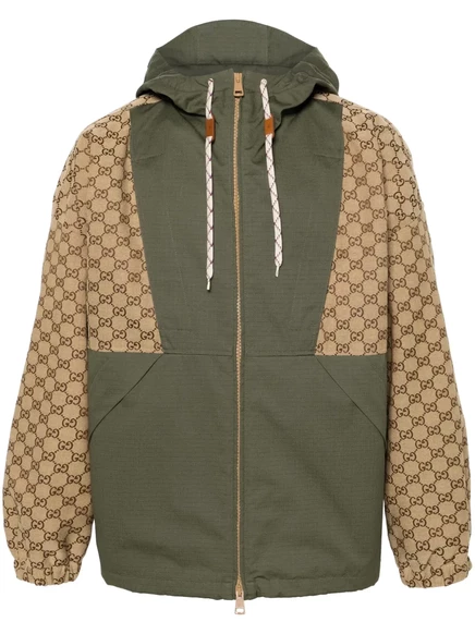 Мужская куртка с капюшоном Gucci GG canvas, зеленая