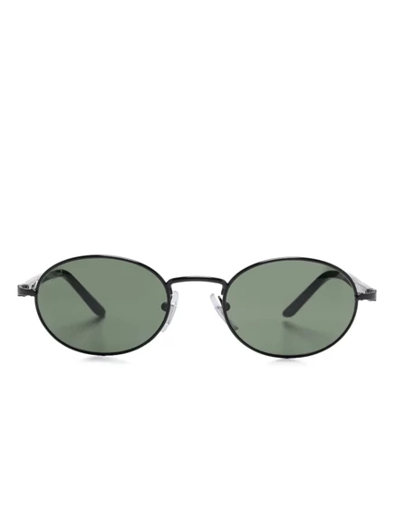 Солнцезащитные очки Persol Ida овальные с зелеными линзами, черные
