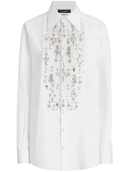 Рубашка Dolce & Gabbana, украшенная стразами white
