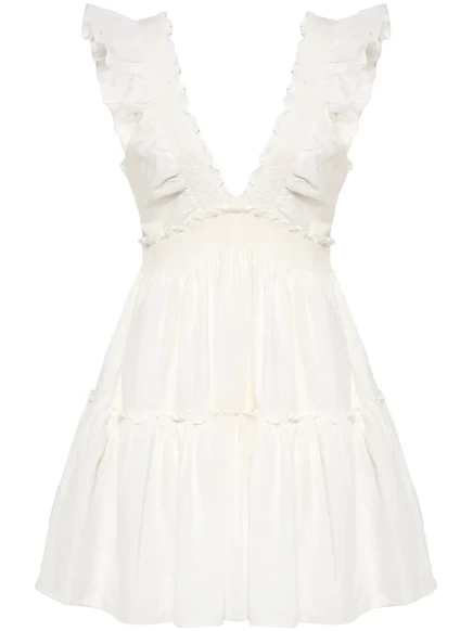Женское мини-платье Loveshackfancy Poplar, белое