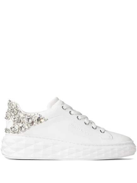 Макси-кроссовки Jimmy Choo с бриллиантами, украшенные кристаллами white