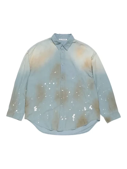 Хлопчатобумажная рубашка Acne Studios с брызгами краски blue