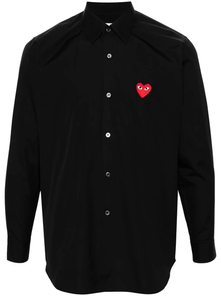 Поплиновая рубашка Comme Des Garçons Play с нашивкой в виде сердца black