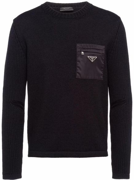 Шерстяной джемпер Prada с карманами black