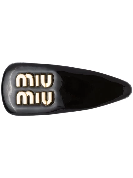 Женская заколка Miu Miu из лакированной кожи, черная