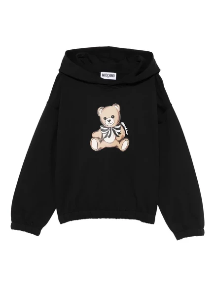 Детская худи Moschino Kids с принтом мишки, черная
