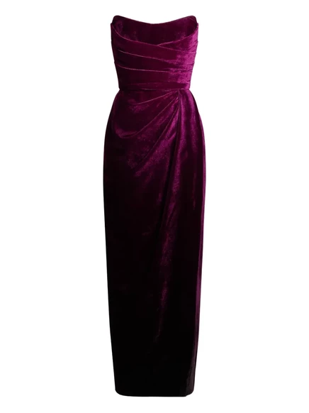 Женское платье Elie Saab бархатное без бретелей, фиолетовое