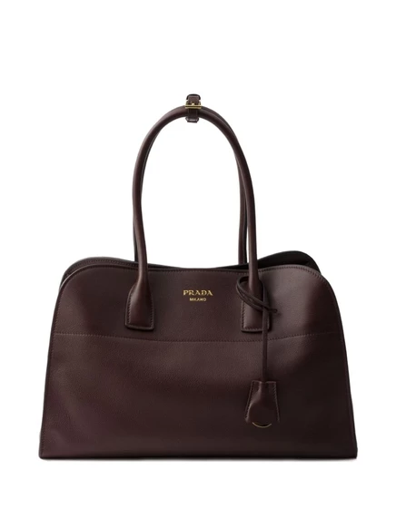 Большая кожаная сумка-тоут Prada brown