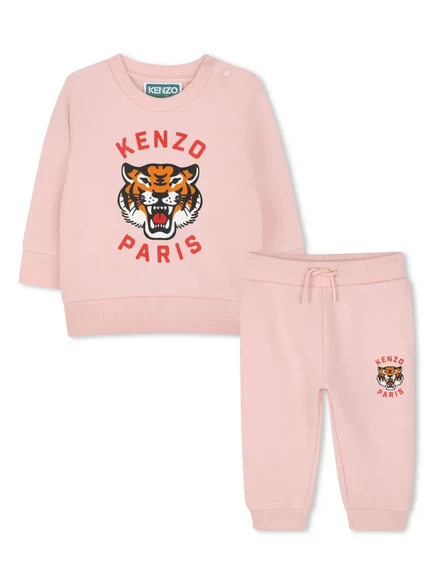 Детский спортивный костюм Kenzo Kids с тигровым принтом, розовый