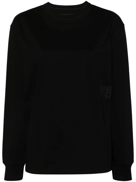 Женская футболка Alexander Wang с рельефным логотипом, черная