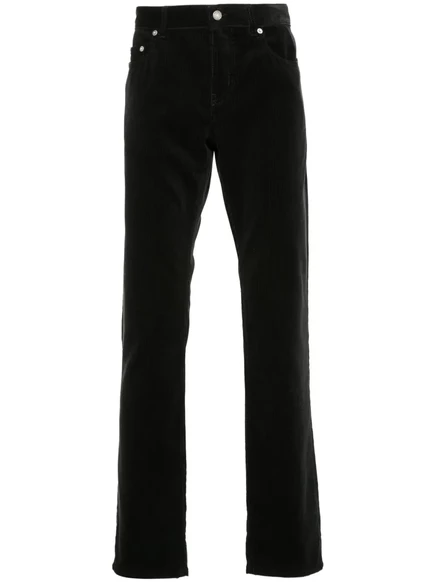 Мужские вельветовые брюки Saint Laurent узкого кроя, черные