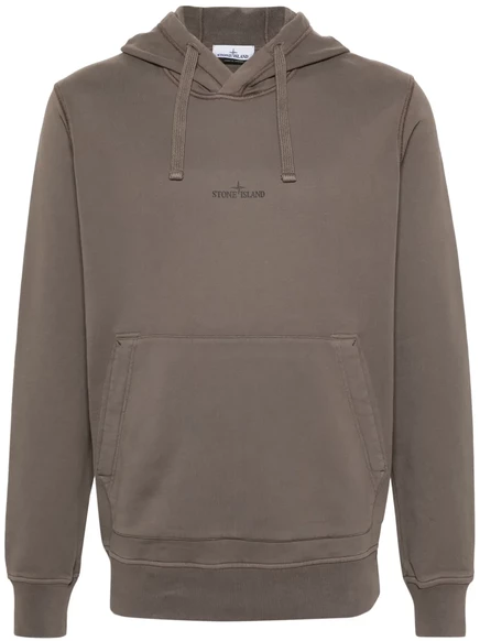 Хлопковая толстовка с капюшоном с логотипом Stone Island neutrals