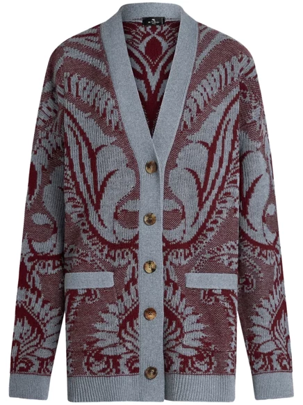 Женский жаккардовый кардиган Etro в цветочный узор, синий