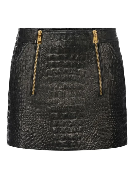 Мини-юбка Elisabetta Franchi на молнии с эффектом крокодиловой кожи black