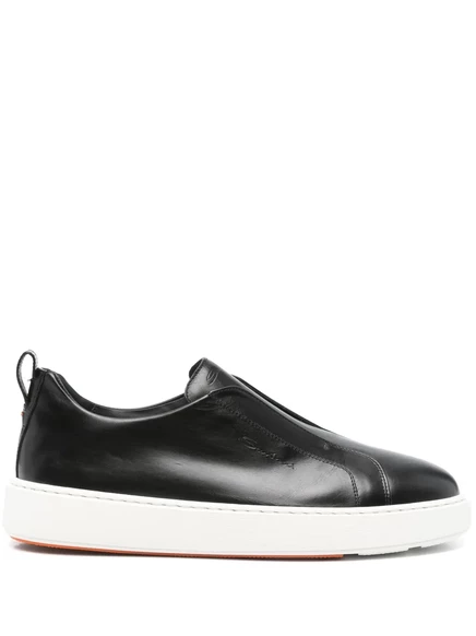 Кожаные кроссовки Santoni без шнуровки black