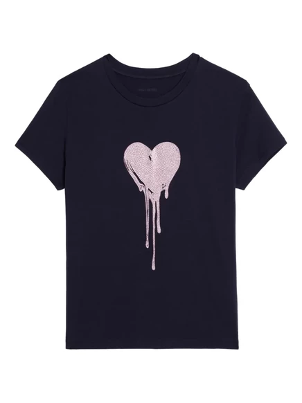 Футболка со стразами Zadig&Voltaire Walk heart blue
