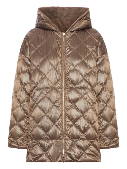 Женская стеганая куртка Max Mara с альпакой, коричневая