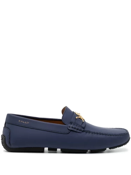 Мужские мокасины Bally Emblem из телячьей кожи, темно-синие