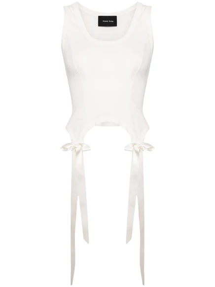 Хлопковая майка с легким бантом Simone Rocha white