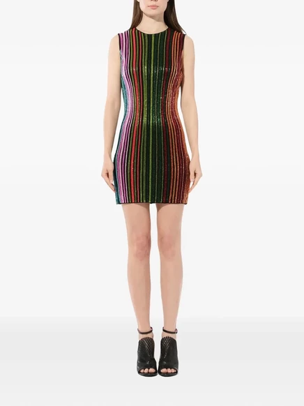 Женское мини-платье balmain в полоску, черное