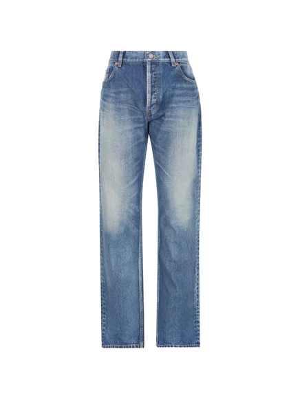 Женские джинсы Saint Laurent прямого кроя, синие