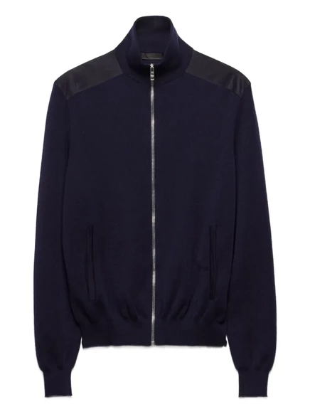 Кашемировый кардиган на молнии от Prada blue