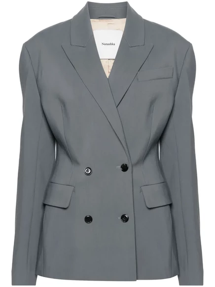 Двубортный блейзер Nanushka Laane grey
