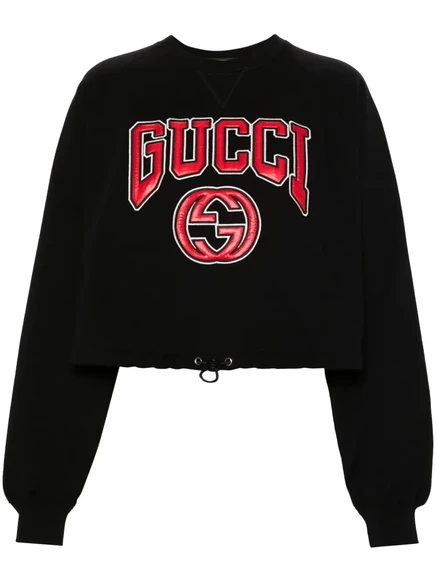 Хлопковая толстовка с вышитым логотипом Gucci black
