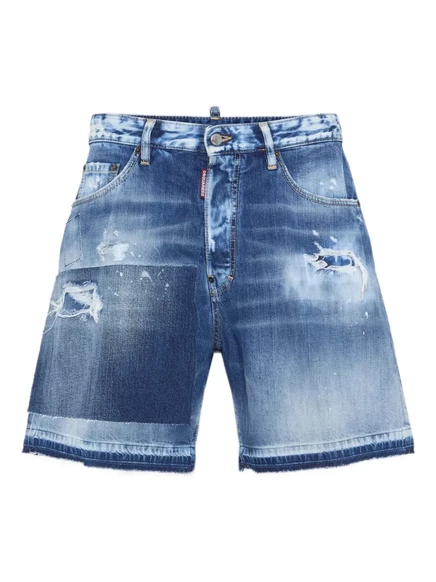 Мужские джинсовые шорты DSquared2 рваные, синие