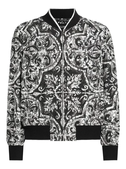 Мужская куртка-бомбер Dolce & Gabbana, шелковая, белая