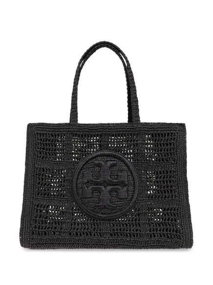 Большая вязаная сумка Tory Burch Ella, выполненная крючком black