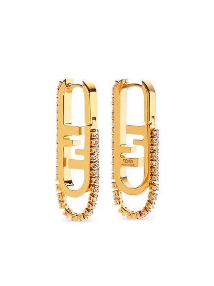 Женские серьги Fendi O'Lock с кристаллами, золотистые