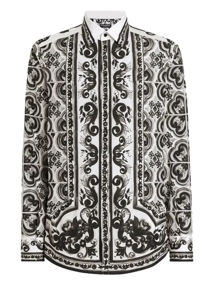 Рубашка Martini с принтом майолики от Dolce & Gabbana black