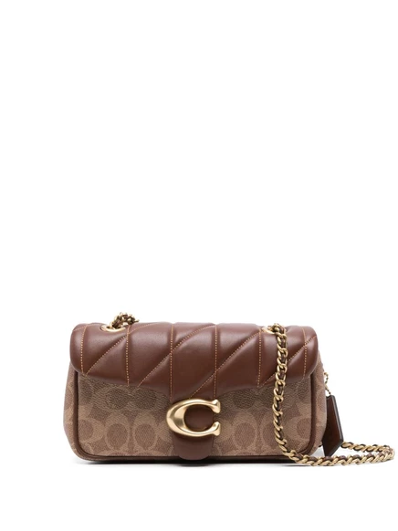 Стеганая полосатая сумка Coach через плечо  brown