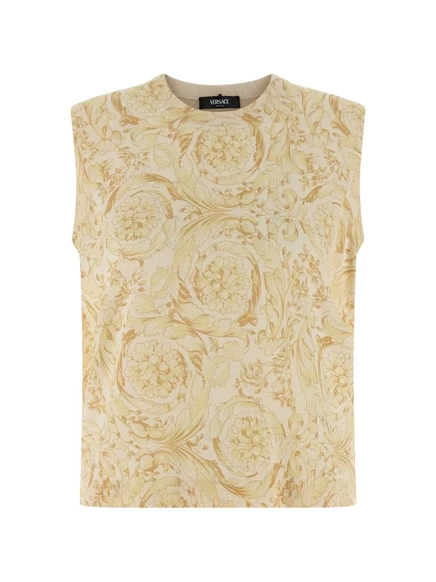 Женская жилетка Versace Barocco шелковая, золотистая