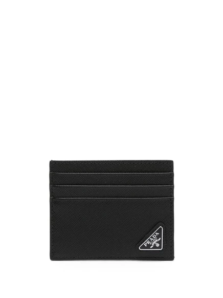Мужской кардхолдер Prada с треугольным логотипом, черный