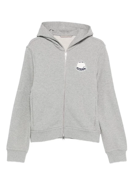 Толстовка с капюшоном на молнии с нашивкой с логотипом Moncler grey