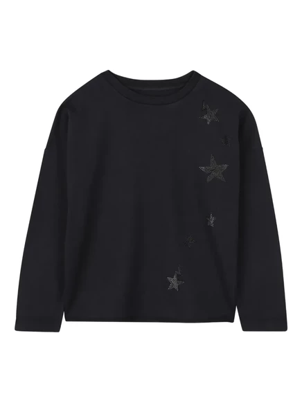 Детский свитшот Zadig & Voltaire Kids со звездами, черный