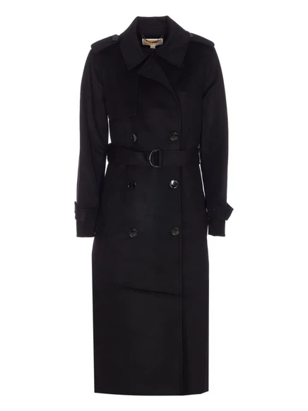 Двубортное пальто из смесовой шерсти Michael Michael Kors с поясом black