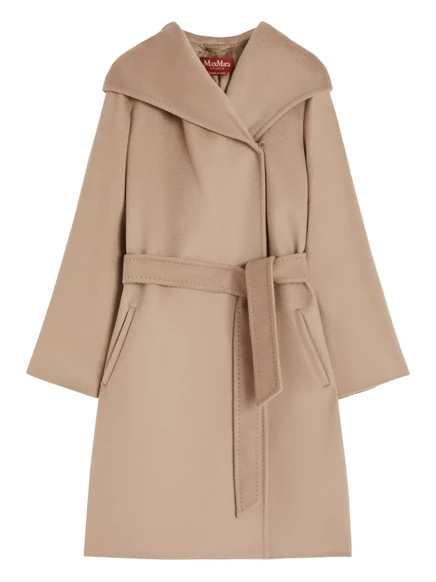Пальто Max Mara с капюшоном и поясом brown