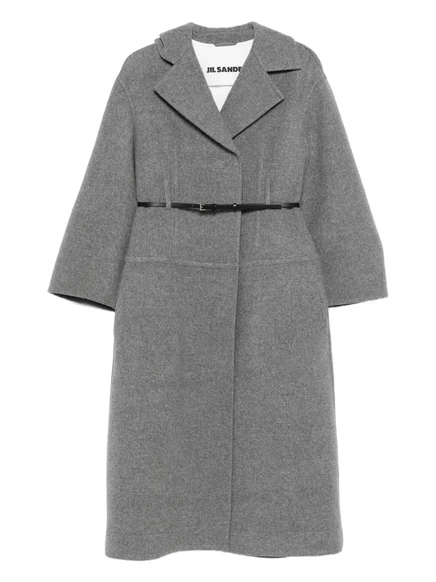 Женское пальто Jil Sander шерсть/хлопок с поясом, серое