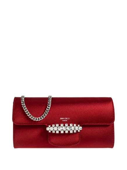 Женский клатч Jimmy Choo с цепочкой и кристаллами, красный