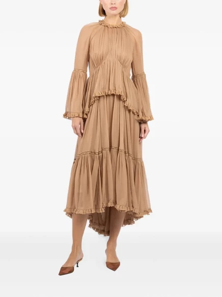 Гипнотическое платье миди с асимметричным подолом от ZIMMERMANN neutrals